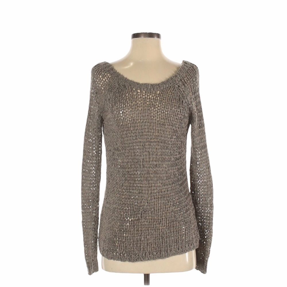 CLUB MONACO Gray Chunky Open Knit Sweater Size XS